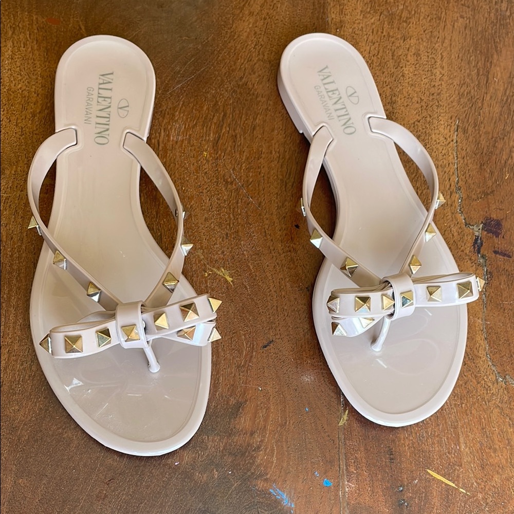 Valentino Cream Studded Sandals Size 39